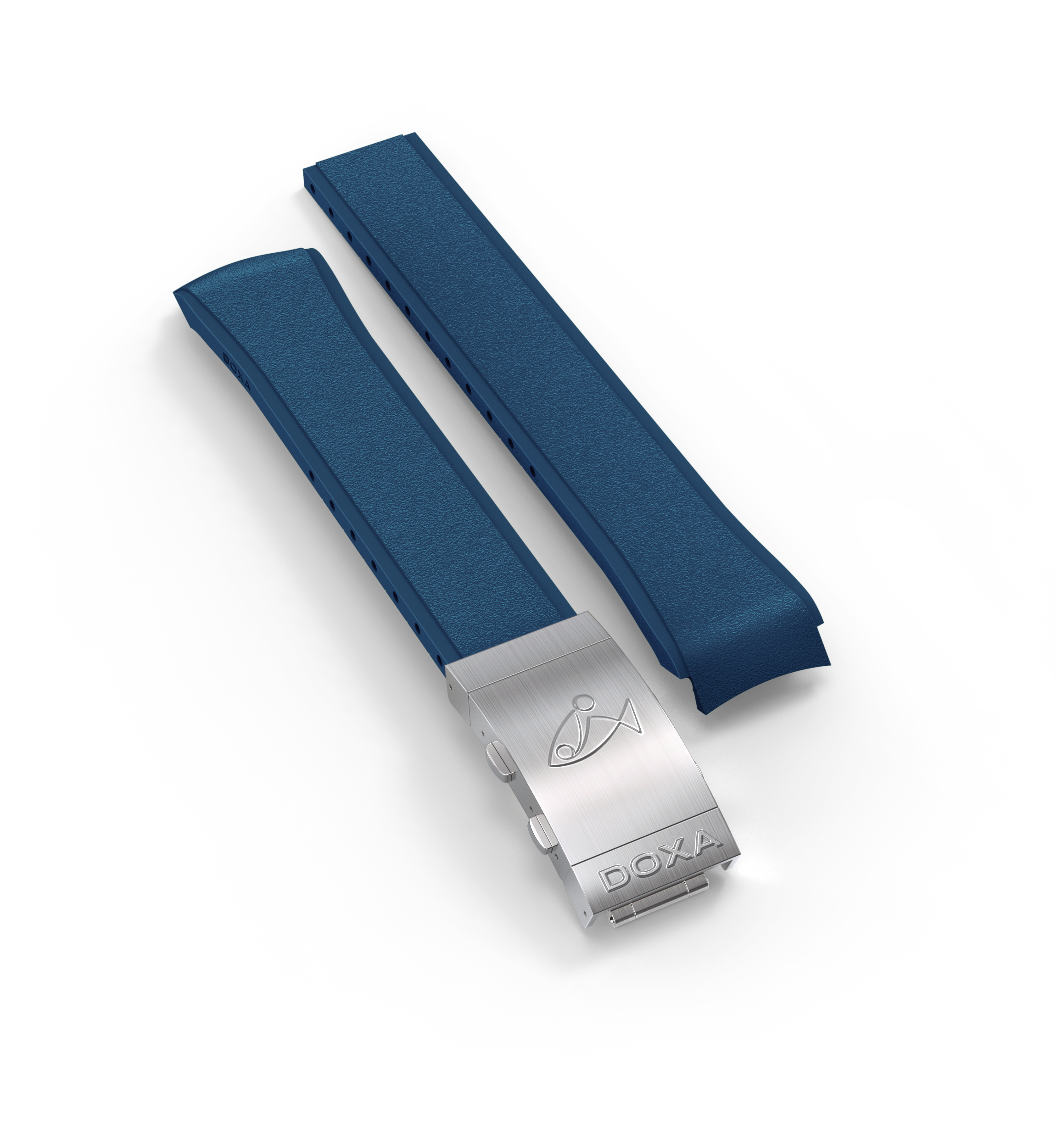 Rubber strap with folding clasp, Navy blue