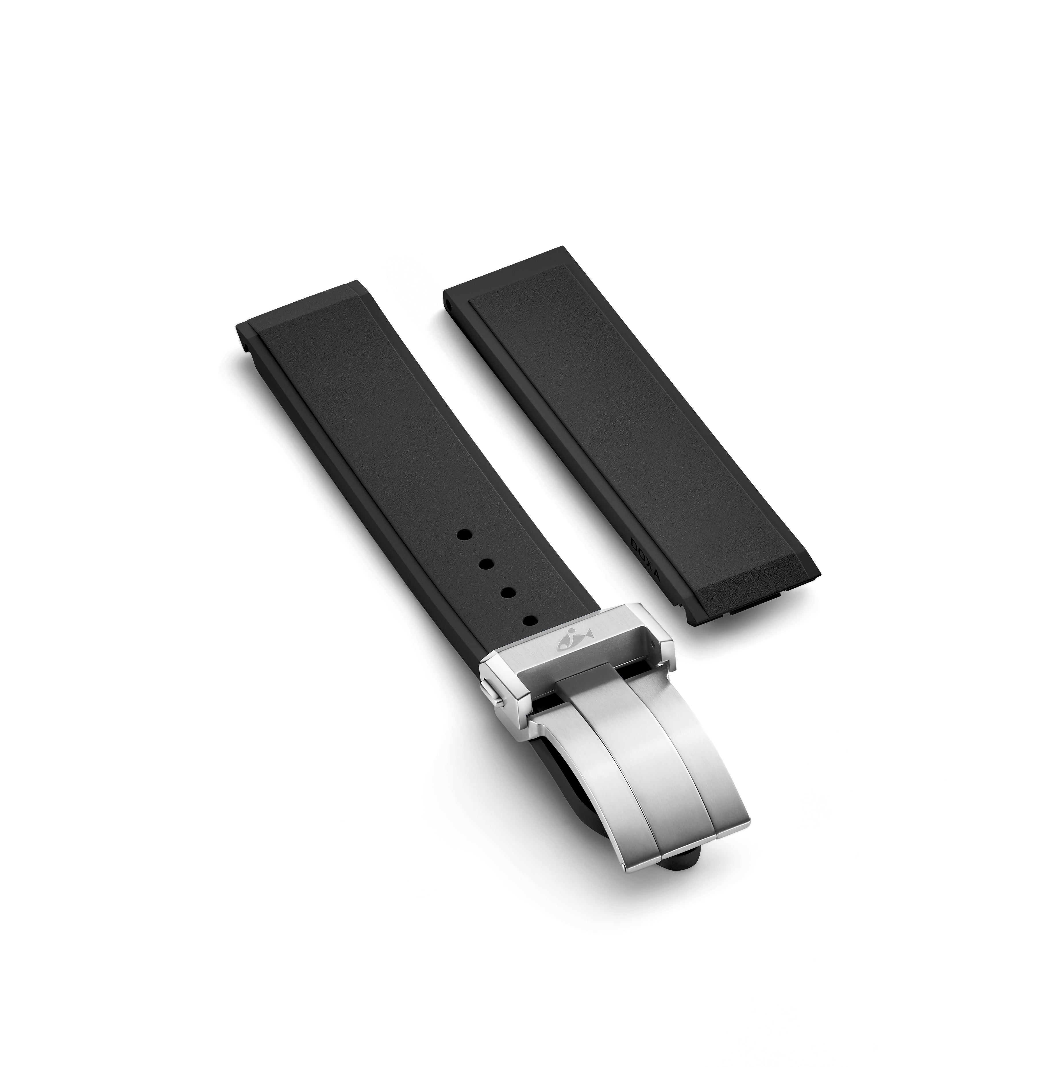 Rubber strap with folding buckle, Black