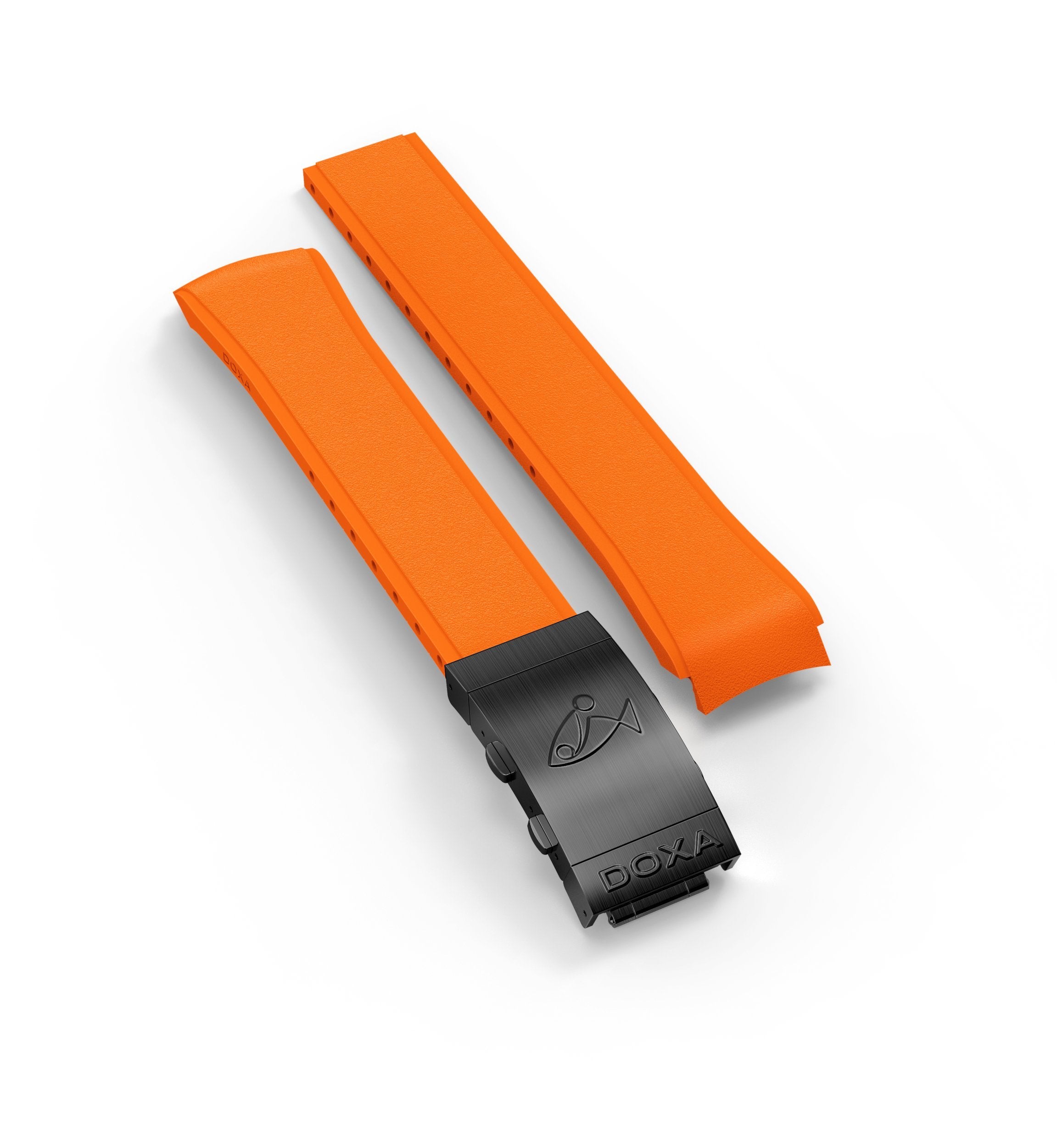 Rubber strap with folding clasp, Orange